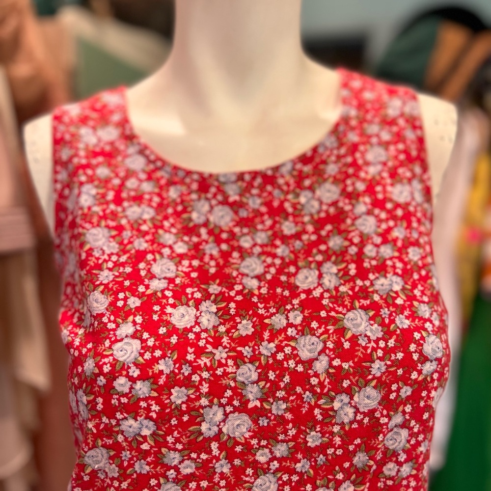 90s Country Floral Linen Dress